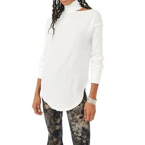 NWTD Free People Size M Just for You Cutout Thermal Turtleneck Top French Nilla